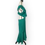 Bebe  Open Back Ruffle Midi Dress Women's Small Green Short Sleeve Hi-Low NWT Photo 5