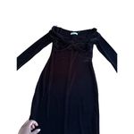 Elodie  Long Sleeve Bare Shoulder Velvet Bodycon Dress Twist Front Black XS Goth Photo 7