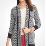 Banana Republic Navy Blue & White Merino Wool Chevron Print Cardigan Sweater S Photo 1
