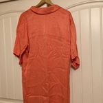 Anthropologie By Button Up Sleep Shirt Small Pink 100% Viscose Satin Feel Pocket Photo 2