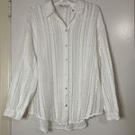ZARA white crochet knit button down resort wear long sleeve beach top XL Photo 0