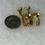 Vintage Avon twin fawns faux fur tails pin brooch Gold Photo 4