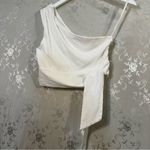 Free People White One-Shoulder Wrap Crop Top Size Medium Photo 2