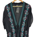 Curations Embroidered Gauze Kaftan Swim Coverup Black Size P1X Photo 2