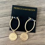 Rebecca Minkoff Etched Coin Hoops Gold Earrings Photo 0