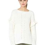 Kensie Punk Yarn Ruffle Sweater Cream White S Photo 0
