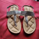 Forever 21 Forever silver mirrors and rhinestones glittered size 10 thong sandals Photo 2