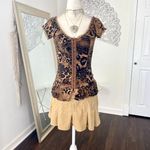 Vintage Y2K Early 2000's Cheetah Leopard Ruffle Corset Style Vampy Blouse Top M Brown Size M Photo 1