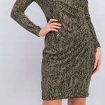 Calvin Klein Green and Gold Ribbed Sheath Dress Photo 0