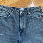 ZARA  Relaxed Fit High Waist Rise Ripped Distressed Jeans Blue denim cropped 14 Photo 2