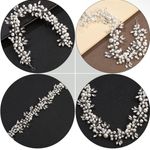 Headband Wedding Pearl Bridal Headdress Pearl Headpiece Rhinestone Leaf Silver Photo 2
