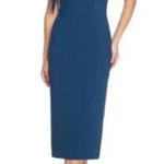 Dress the Population Tiffany One-Shoulder Midi Dress in Peacock Blue Size Medium Photo 1