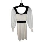 White Black Midi Dress Long‎ Balloon Sleeve Button sizeS/M stretchy Photo 4
