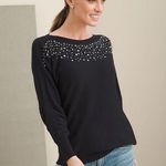 Chico's Chico’s Black Rhinestone Beaded Dolman Sleeve Cocktail Sweater 3 XL Photo 0