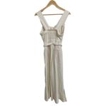 Anthropologie  cream cape code belted linen blend jumpsuit size 4‎ Photo 4