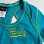Harley‎ Davidson Women's Fitted Shirt with Cutout Back Size MEDIUM Teal Green Photo 2