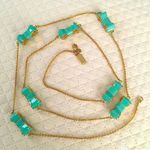 Kate Spade  Gold and Mint Green Long Bow Necklace Photo 0