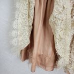 Darling Lace Skater Dress Medium White Nude Swing Skirt Lined Raw Hem Mini Tan Photo 4