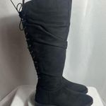 Journee Collection Mirinda Black Knee-High Lace Back Boots Size 8 Photo 1