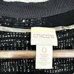Chico's Cardigan Womens Small Black Open Front Sleeveless Longline Tweed Boho Photo 2
