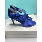 Lulu Townsend Elegant Navy Blue Satin Bow Heels Photo 2