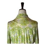 Rebecca Taylor Shirt Women Small Green Ivory Floral Mock Neck Quilted Look Top Photo 3