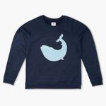 NWT Monica + Andy Crewneck Embroidered Whale Patch Sweatshirt Large Blue Photo 5