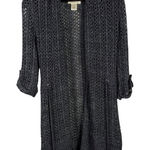 Arden B  Open-Knit Long Cardigan Drawstring Waist Size S Gray Duster Sweater Photo 0