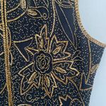 VTG 90s Spenser Jeremy 100% Beaded Silk Top Size M Black Gold Sleeveless Formal Size M Photo 2
