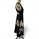 ZARA  Black Floral Embroidered Maxi Halter Dress Open Back Beaded Flowy Midi Photo 1