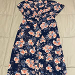 Cozy Casual  Blue and Pink Sheer Floral Swim Cover-Up Photo 0