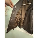 Style & Co . Womens Genuine Leather Jacket M Brown Snap Front Short Photo 2