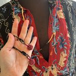 Farm Rio  Black Mixed Arabesque Scarves Long Sleeve Mini Dress Size Small NEW Photo 3