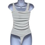 n:philanthropy Revolve nPhilanthropy White Ribbed Prince Tank Thong Bodysuit Ruched Side XS NWT Photo 1