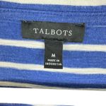Talbots  Cotton Modal Blue White Striped V-Neck Short Sleeve Top Size M Photo 2