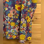 Vintage 70s Retro Floral Size Large Pullover Quarter Zip Deadstock Hippie Disco Purple Photo 2