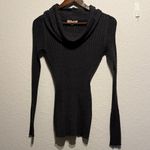 Pink republic  Gray Ribbed Cowl Neck Sweater Size S Stretchy Cozy Knit Charcoal Photo 5