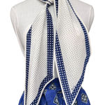 Vera Neumann Vintage Blue and White Polka Dot Pointed Skinny Scarf Photo 0