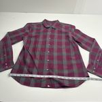 UnTuckIt Burgundy Grey Grey‎ Plaid Long Sleeve Button Front Shirt Womens Size 10 Red Photo 4