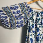 Nicole Miller  Off Shoulder Dress Mini Floral Paisley Cottage Coastal Cowgirl M Photo 3