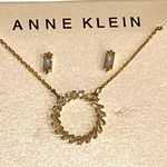 Anne Klein NEW  20" Circle NECKLACE & EARRINGS Set Gold Plate CZ Baguettes Boxed Photo 3