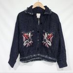 Anthropologie Foxiedox Embroidered Takeo Tweed Boho Jacket Frayed Trim Size S Photo 2