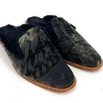 Free People Butterfly Effect Faux Fur Crushed Velvet Mules Green Womens Size 38 Photo 0