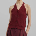 The Frankie Shop  Leonie Knitted Halter Top in Burgundy Sz M/L Photo 0