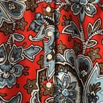 Loft  Orange Blue Paisley Floral Dress S Button Tie Front Whimsygoth Career Bold Photo 2