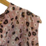 Massini  plus size 2X sleeveless pink leopard print pleated shoulder womens blous Photo 4