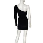 City Studios  Juniors' Asymmetric One-Sleeve Feather-Trim Ruched Bodycon Dress XS Photo 5