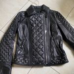 Karl Lagerfeld Studded Black Leather Jacket Size Small Photo 5
