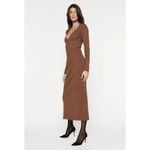 Bardot  x Revolve Collar Ribbed‎ Jersey Knit Dress in Chocolate Brown Size Small Photo 3