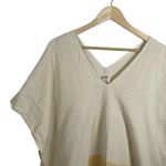 Tribe Alive Handmade Cotton Stripe Fringe Kaftan Poncho in Ivory/Pink OS Photo 6